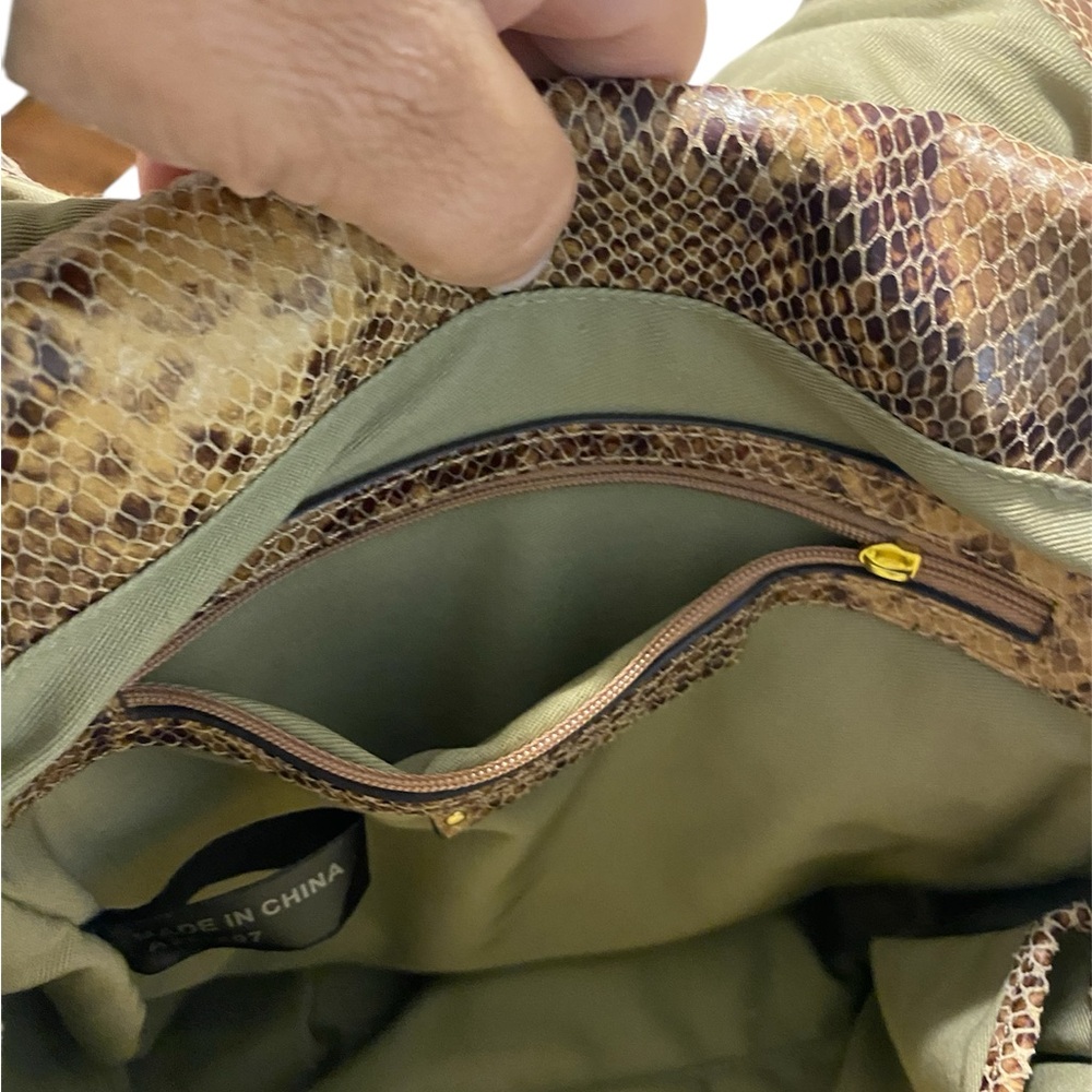 Snakeskin Patterned Tan Backpack - Picture 5 of 8